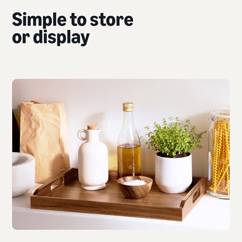 Amazon Basics Wooden Serving Tray with Built-in Handles, Acacia Wood, 17 x 12 in. - My Kitchen Products