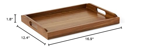Amazon Basics Wooden Serving Tray with Built-in Handles, Acacia Wood, 17 x 12 in. - My Kitchen Products