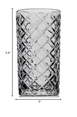 Amehla 14-ounce Highball Glass, Japanese Diamond Cut Tall Tom Collins Hi-ball Cocktail, Designer Water Tumbler Glasses - Set of 2 (Highball) - My Kitchen Products