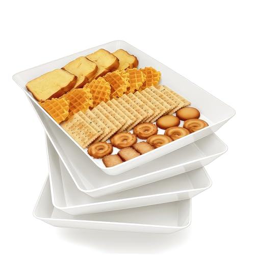 AMGBZT Serving Tray Platter, 4 Pack Food Tray for Veggie Fruit Snack Dessert Cookie