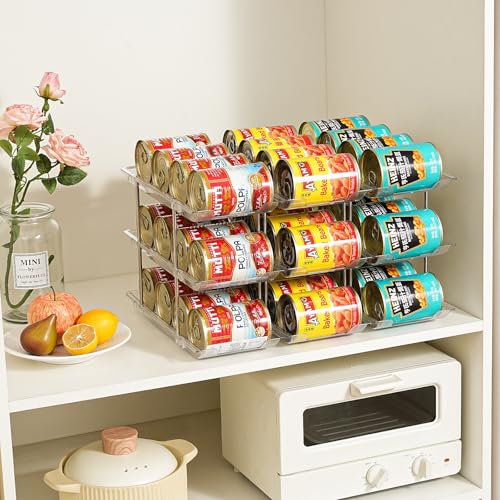 Amllas Can Organizer for Pantry, Stacking Can Storage Organizer Pantry, Automatic Rolling Can Rack for Fridge, 3Tire 3 Columns Can Holder for 36 Cans, Canned Goods Organizer - My Kitchen Products