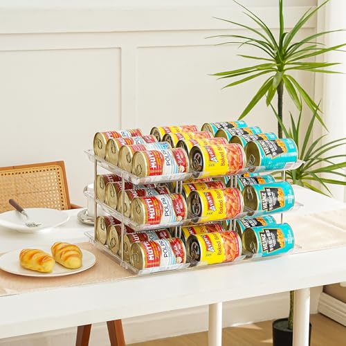 Amllas Can Organizer for Pantry, Stacking Can Storage Organizer Pantry, Automatic Rolling Can Rack for Fridge, 3Tire 3 Columns Can Holder for 36 Cans, Canned Goods Organizer - My Kitchen Products