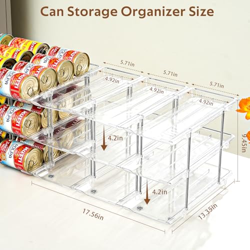 Amllas Can Organizer for Pantry, Stacking Can Storage Organizer Pantry, Automatic Rolling Can Rack for Fridge, 3Tire 3 Columns Can Holder for 36 Cans, Canned Goods Organizer - My Kitchen Products