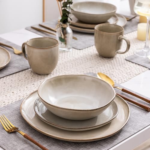 AmorArc Ceramic Dinnerware Sets,Handmade Reactive Glaze Stoneware Plates and Bowls Sets,Highly Scratch Resistant | Dishwasher & Microwave Safe Dishes Set,Service for 8 (24pc) - My Kitchen Products