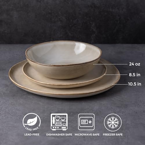 AmorArc Ceramic Dinnerware Sets,Handmade Reactive Glaze Stoneware Plates and Bowls Sets,Highly Scratch Resistant | Dishwasher & Microwave Safe Dishes Set,Service for 8 (24pc) - My Kitchen Products
