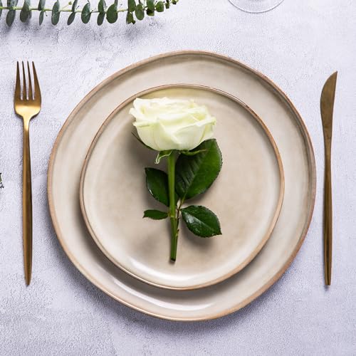 AmorArc Ceramic Dinnerware Sets,Handmade Reactive Glaze Stoneware Plates and Bowls Sets,Highly Scratch Resistant | Dishwasher & Microwave Safe Dishes Set,Service for 8 (24pc) - My Kitchen Products