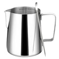 Amrules Milk Frothing Pitcher, 12oz Milk Frother Cup with Clear Scale, 304 Stainless Steel Cappuccino Espresso Machine Accessories for Barista Coffee Bar with Latte Art Pen, Silver - My Kitchen Products