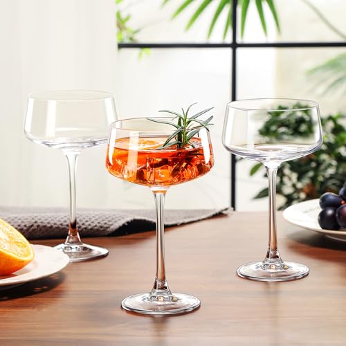 Amyoole Martini Glasses Set of 6, 8 oz Premium Crystal Coupe Glasses, Hand Blown Champagne Drinkware with 6 Cocktail Picks, Clear Cocktail Glasses for Bar, Parties, Martinis, Margaritas - My Kitchen Products