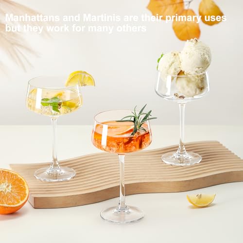 Amyoole Martini Glasses Set of 6, 8 oz Premium Crystal Coupe Glasses, Hand Blown Champagne Drinkware with 6 Cocktail Picks, Clear Cocktail Glasses for Bar, Parties, Martinis, Margaritas - My Kitchen Products