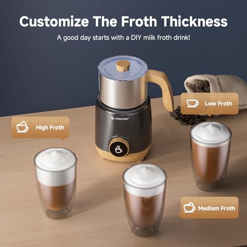 AMZCHEF 21 oz 8-in-1 Milk Frother, 550W Split Stainless Steel Automatic Steamer, Milk Warmer for Latte, Cappuccino, Hot Chocolate, Hot/Cold Froth, Heated Milk & Baby Food, Black - My Kitchen Products