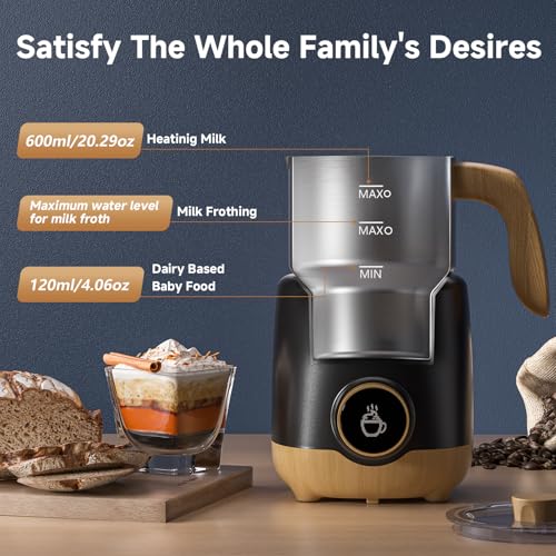 AMZCHEF 21 oz 8-in-1 Milk Frother, 550W Split Stainless Steel Automatic Steamer, Milk Warmer for Latte, Cappuccino, Hot Chocolate, Hot/Cold Froth, Heated Milk & Baby Food, Black - My Kitchen Products