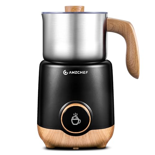 AMZCHEF 8-IN-1 Milk Frother and Steamer 550 Watts, 21 oz Split Stainless Steel Automatic Steamer, Milk's Warmer for Latte, Cappuccino, Hot and Cold Froth, Heated Milk, Hot Chocolate, Baby Food, Black - My Kitchen Products