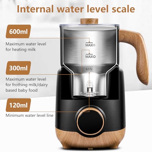 AMZCHEF 8-IN-1 Milk Frother and Steamer 550 Watts, 21 oz Split Stainless Steel Automatic Steamer, Milk's Warmer for Latte, Cappuccino, Hot and Cold Froth, Heated Milk, Hot Chocolate, Baby Food, Black - My Kitchen Products