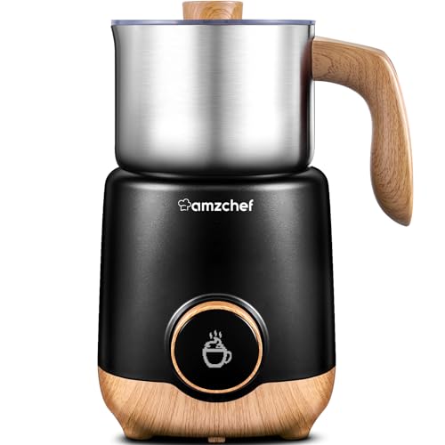 AMZCHEF 8-IN-1 Milk Frother and Steamer 550 Watts, 21 oz Split Stainless Steel Automatic Steamer, Milk's Warmer for Latte, Cappuccino, Hot and Cold Froth, Heated Milk, Hot Chocolate, Baby Food, Black - My Kitchen Products