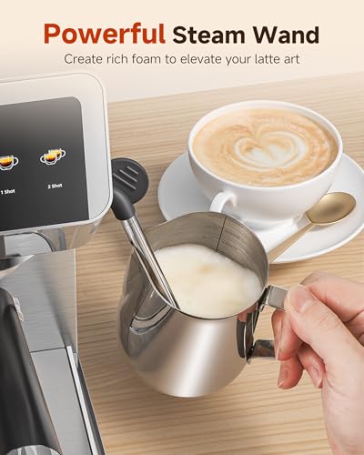 AMZCHEF Espresso Machine With Grinder, 190℉-201℉ Temp Control Coffee machine with 44 Grind Setting, Milk Frother, Touch Screen, Cold Brew, Sliver - My Kitchen Products