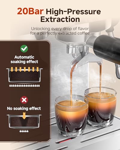 AMZCHEF Espresso Machine With Grinder, 190℉-201℉ Temp Control Coffee machine with 44 Grind Setting, Milk Frother, Touch Screen, Cold Brew, Sliver - My Kitchen Products