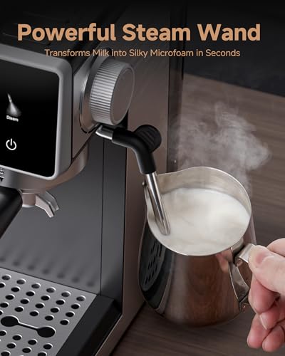 AMZCHEF Espresso Machine with Grinder, 3 Temp 197-205℉ Professional Espresso Machine, 3-10s Pre-Infusion, 20 Grind Settings, Latte Cappuccino Maker Home Barista, Black - My Kitchen Products