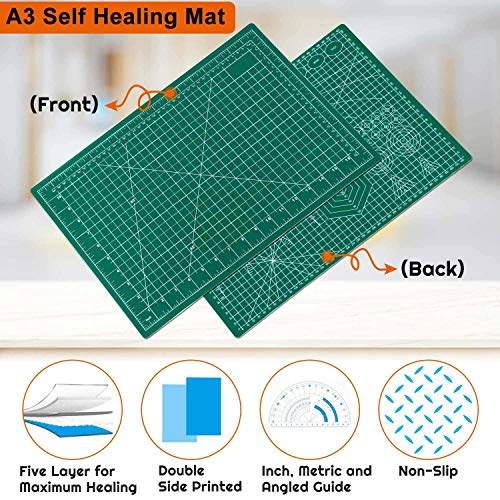 anezus Self Healing Sewing Mat, 12inch x 18inch Rotary Cutting Mat Double Sided 5-Ply Craft Cutting Board for Sewing Crafts Hobby Fabric Precision Scrapbooking Project - My Kitchen Products