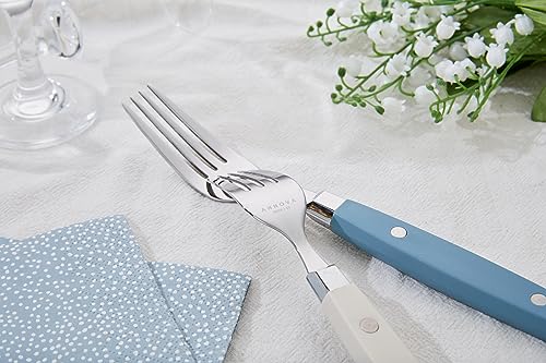 ANNOVA Silverware Set, Retro/Rivet Colorful Stainless Steel Tableware Kitchen Flatware Set Utensils, Includes Dinner Knives, Forks, Spoons, Salad Forks & Dessert Spoons (Morandi Mix, 20 Pieces) - My Kitchen Products