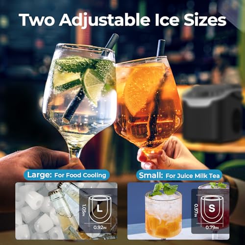 Antarctic Star Countertop Ice Maker Machine, 8 Ice Cubes in 6 mins, 26lb/Day Ice with 2 Sizes- Portable Mini, Energy Saving & Basket/Scoop for Home/Party/Travel/Camping/Bar, Dark Black - My Kitchen Products