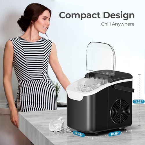 Antarctic Star Countertop Ice Maker Machine, 8 Ice Cubes in 6 mins, 26lb/Day Ice with 2 Sizes- Portable Mini, Energy Saving & Basket/Scoop for Home/Party/Travel/Camping/Bar, Dark Black - My Kitchen Products
