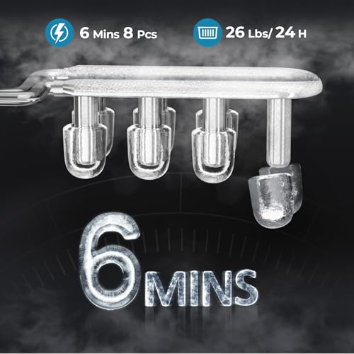 Antarctic Star Countertop Ice Maker Machine, 8 Ice Cubes in 6 mins, 26lb/Day Ice with 2 Sizes- Portable Mini, Energy Saving & Basket/Scoop for Home/Party/Travel/Camping/Bar, Dark Black - My Kitchen Products