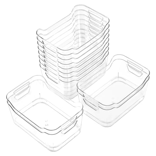 AntStep 12 Pack Clear Plastic Storage Bins, Pantry Organizers and Storage, Clear Pantry Organizer Bins, Plastic Containers with Handle for Kitchen,Freezer,Cabinet,Closet,Bathroom Under Sink Storage - My Kitchen Products