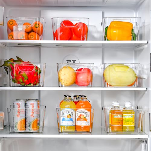 AntStep 12 Pack Clear Plastic Storage Bins, Pantry Organizers and Storage, Clear Pantry Organizer Bins, Plastic Containers with Handle for Kitchen,Freezer,Cabinet,Closet,Bathroom Under Sink Storage - My Kitchen Products