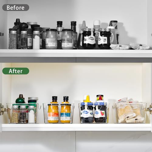 AntStep 12 Pack Clear Plastic Storage Bins, Pantry Organizers and Storage, Clear Pantry Organizer Bins, Plastic Containers with Handle for Kitchen,Freezer,Cabinet,Closet,Bathroom Under Sink Storage - My Kitchen Products