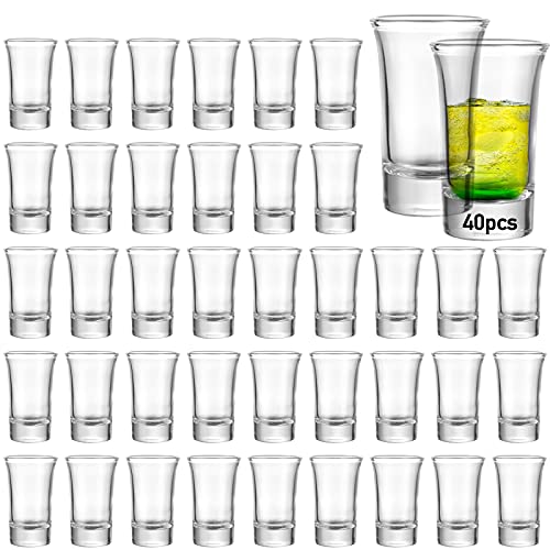 Aoeoe 40 Pack Shot Glass Bulk Set with Heavy Base, 1.5 Ounce Whiskey Shot Glasses, Clear Shot Glasses