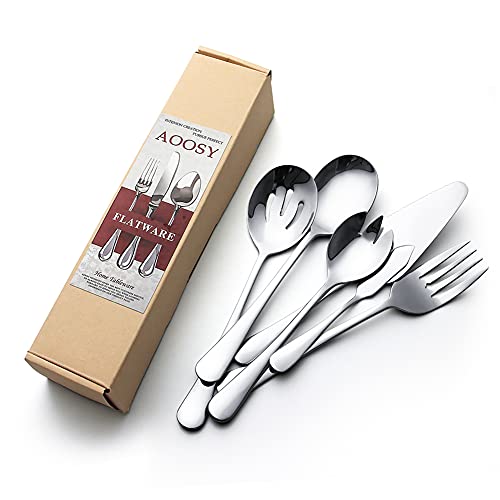 AOOSY Serving Utensils,6 Pieces Stainless Steel Silverware Serving Set Hostess Serving Set for Buffet Party Kitchen Restaurant-Dishwasher Safe - My Kitchen Products
