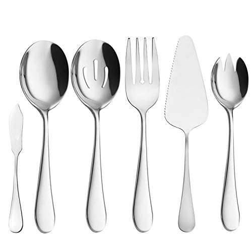 AOOSY Serving Utensils,6 Pieces Stainless Steel Silverware Serving Set Hostess Serving Set for Buffet Party Kitchen