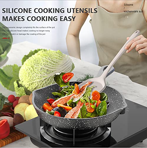 AOTHOD Silicone Cooking Utensils Set - 446°F Heat Resistant Kitchen Utensils,Turner Tongs,Spatula,Spoon,Brush,Whisk,Kitchen Utensil Gadgets Tools Set for Nonstick Cookware,Dishwasher Safe (BPA Free) - My Kitchen Products