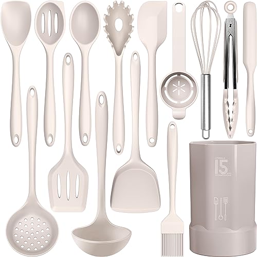 AOTHOD Silicone Cooking Utensils Set - 446°F Heat Resistant Kitchen Utensils,Turner Tongs,Spatula,Spoon,Brush,Whisk,Kitchen Utensil Gadgets Tools Set for Nonstick Cookware,Dishwasher Safe (BPA Free) - My Kitchen Products