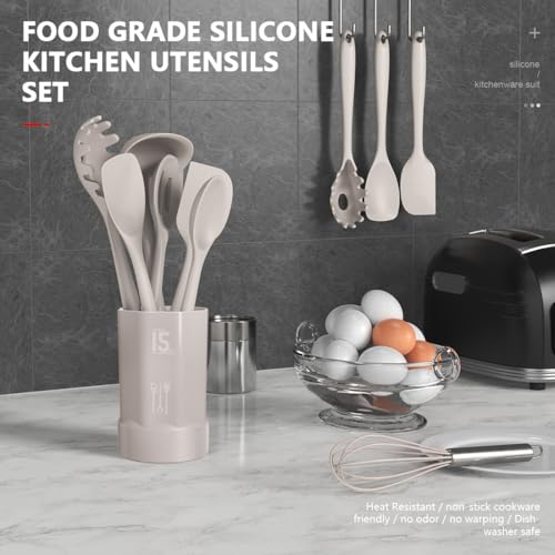 AOTHOD Silicone Cooking Utensils Set - 446°F Heat Resistant Kitchen Utensils,Turner Tongs,Spatula,Spoon,Brush,Whisk,Kitchen Utensil Gadgets Tools Set for Nonstick Cookware,Dishwasher Safe (BPA Free) - My Kitchen Products