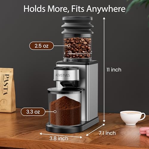 AOVSTVES Electric Coffee Grinder, Suitable for Home Use, Features 25 Precise Grinding Settings, a 60-Second Timer Function, and an Easy-to-Clean Stainless Steel Coffee Bean Grinder - My Kitchen Products
