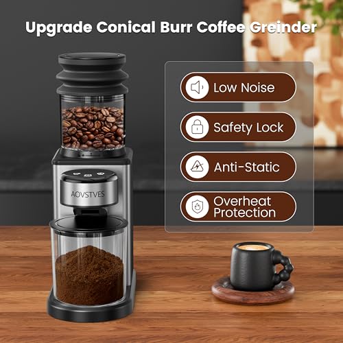 AOVSTVES Electric Coffee Grinder, Suitable for Home Use, Features 25 Precise Grinding Settings, a 60-Second Timer Function, and an Easy-to-Clean Stainless Steel Coffee Bean Grinder - My Kitchen Products