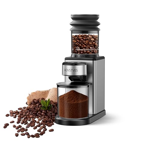 AOVSTVES Electric Coffee Grinder, Suitable for Home Use, Features 25 Precise Grinding Settings, a 60-Second Timer Function, and an Easy-to-Clean Stainless Steel Coffee Bean Grinder - My Kitchen Products