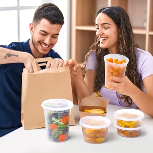 AOZITA 24 Sets Plastic Deli Food Containers With Lids, 8 oz 16oz 32oz Variety pack, Airtight Food Storage Containers, Freezer/Dishwasher/Microwave Safe, Soup Containers For Takeout Food Storage - My Kitchen Products