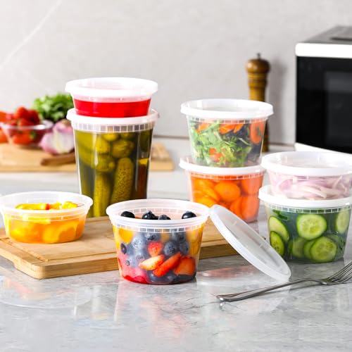 AOZITA 24 Sets Plastic Deli Food Containers With Lids, 8 oz 16oz 32oz Variety pack, Airtight Food Storage Containers, Freezer/Dishwasher/Microwave Safe, Soup Containers For Takeout Food Storage - My Kitchen Products