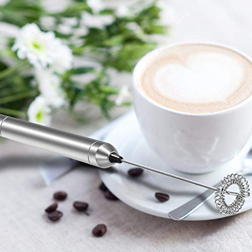 Aphse Milk Frother Handheld Electric Milk Foamer Portable Mini Mixer Machine Stainless Steel Touch Handheld Espresso Mixer Battery Operated Frother Coffee Stirrer Maker for Hot Chocolate Coffee - My Kitchen Products