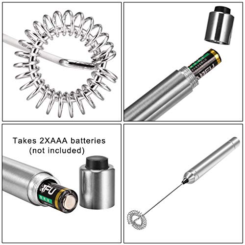 Aphse Milk Frother Handheld Electric Milk Foamer Portable Mini Mixer Machine Stainless Steel Touch Handheld Espresso Mixer Battery Operated Frother Coffee Stirrer Maker for Hot Chocolate Coffee - My Kitchen Products