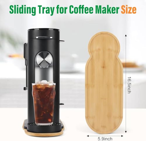 Appliance Slider for Ninja Single Serve Coffee Maker PB051/PB041, Bamboo Kitchen Appliance Sliding Tray for Coffee Maker, Coffee Slider for Countertop for Ninja Accessories, 5.9”W x 16.5”D - My Kitchen Products