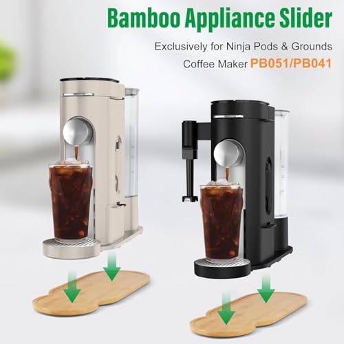 Appliance Slider for Ninja Single Serve Coffee Maker PB051/PB041, Bamboo Kitchen Appliance Sliding Tray for Coffee Maker, Coffee Slider for Countertop for Ninja Accessories, 5.9”W x 16.5”D - My Kitchen Products