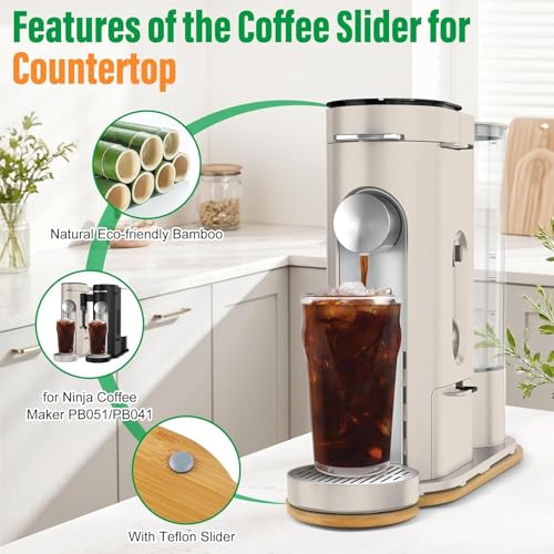 Appliance Slider for Ninja Single Serve Coffee Maker PB051/PB041, Bamboo Kitchen Appliance Sliding Tray for Coffee Maker, Coffee Slider for Countertop for Ninja Accessories, 5.9”W x 16.5”D - My Kitchen Products