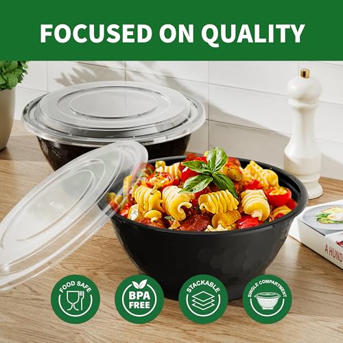 APSIC 48oz Plastic Meal Prep Bowls Containers With Lid, 50 Sets(100-Piece) - My Kitchen Products