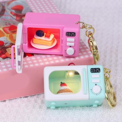 Argzm Simulation Microwave Keychain with LED Light and Sound, Lobster Clasp Pendant for Night Visibility and Interactive Play - My Kitchen Products