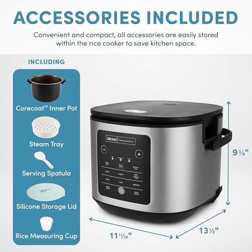 AROMA® 20-Cup Slow Cook Rice Cooker and Brown Rice Cooker with Lift-Out Pot Handles and Silicone Storage Lid — PFAS-Free CoreCoat™ Ceramic - My Kitchen Products
