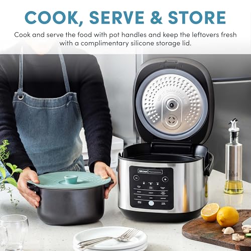 AROMA® 20-Cup Slow Cook Rice Cooker and Brown Rice Cooker with Lift-Out Pot Handles and Silicone Storage Lid — PFAS-Free CoreCoat™ Ceramic - My Kitchen Products