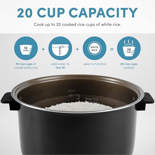 AROMA® 20-Cup Slow Cook Rice Cooker and Brown Rice Cooker with Lift-Out Pot Handles and Silicone Storage Lid — PFAS-Free CoreCoat™ Ceramic - My Kitchen Products